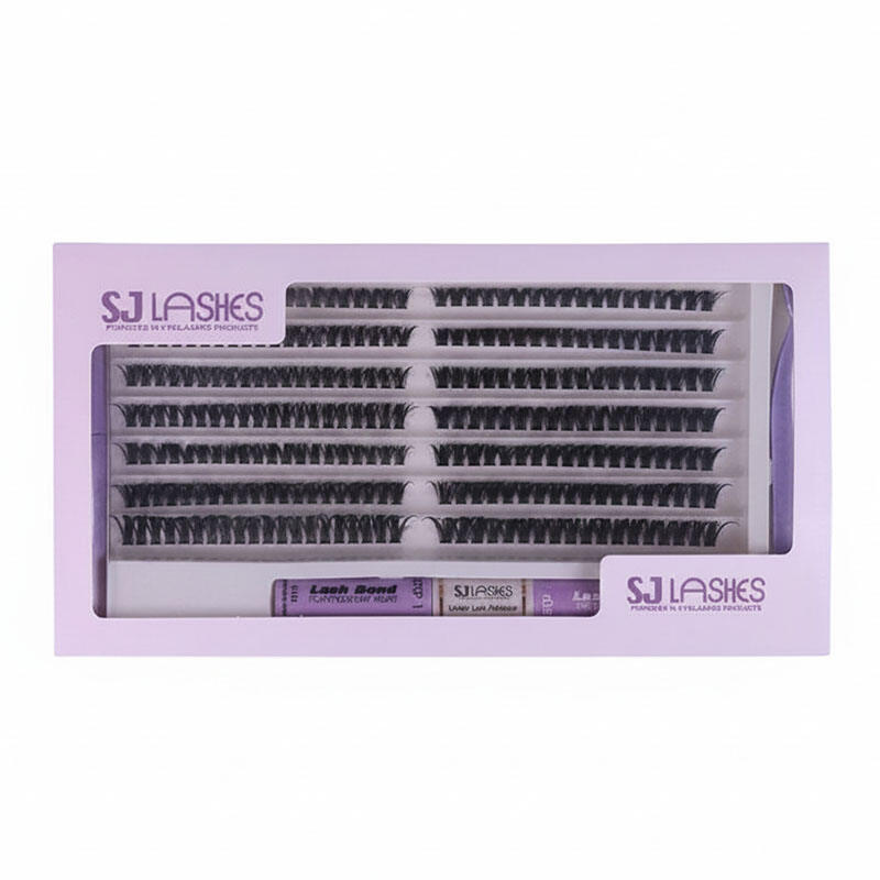 Wholesale Pink Drawer Lash Packaging Box | Custom DIY Eyelash Full Set Kit with Bond Seal and Tweezer | Private Label Cluster Lash OEM