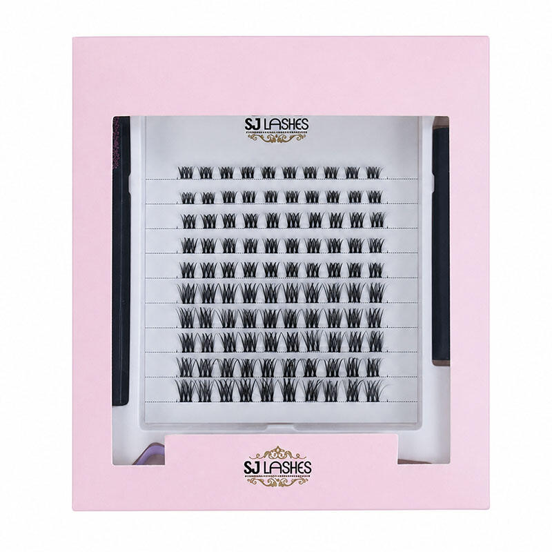SJ LASHES Wholesale Pink DIY Eyelash Starter Kit Box | Custom Butterfly Window Cluster Lash Packaging with Bond Seal and Applicator OEM