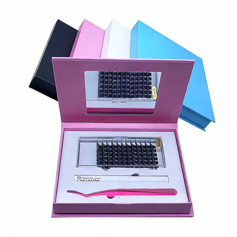 SJ LASHES Factory Wholesale Luxury Multi-color DIY Lash Extension Kit Gift Box na may Salamin | Custom Logo na Segmented Lash Set na may Kasamang Tools (OEM/ODM)