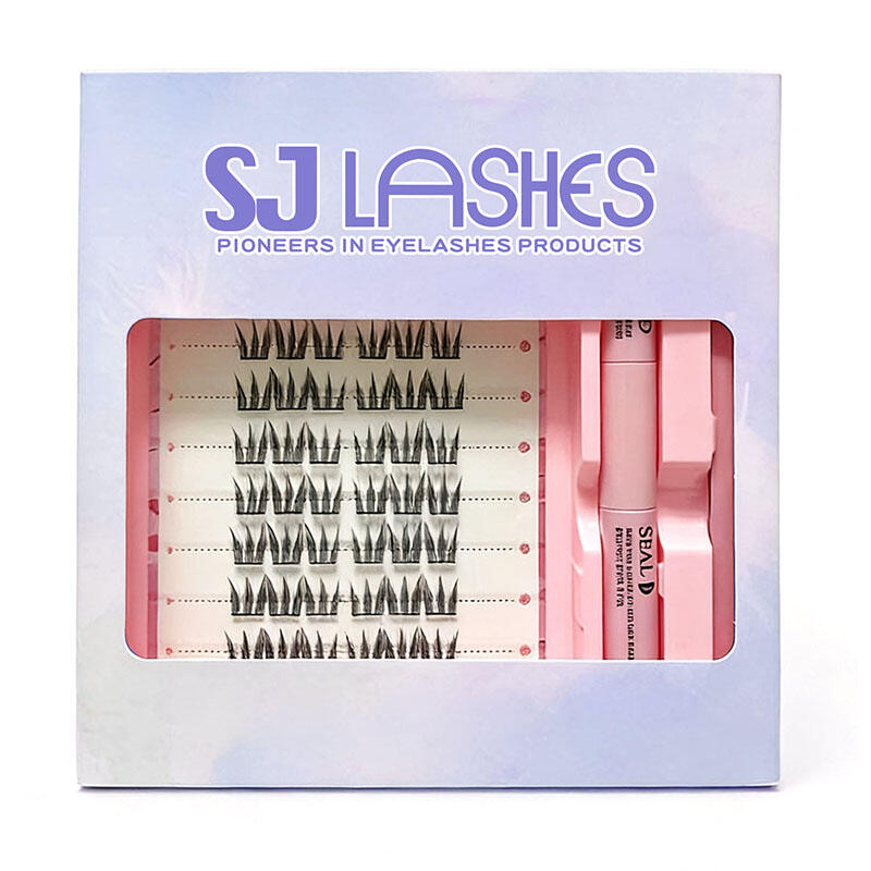 SJ LASHES Factory Wholesale Professional DIY Lash Extension Kit Box | Custom Logo Segmented Cluster Lash Set Packaging with Window OEM/ODM