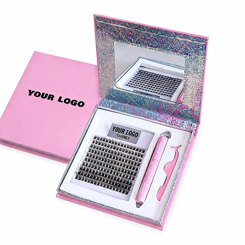 Wholesale Custom Luxury Segmented Lash Kit Packaging | Private Label DIY Eyelash Cluster Box with Magnetic Fold Out and Drawer Case OEM
