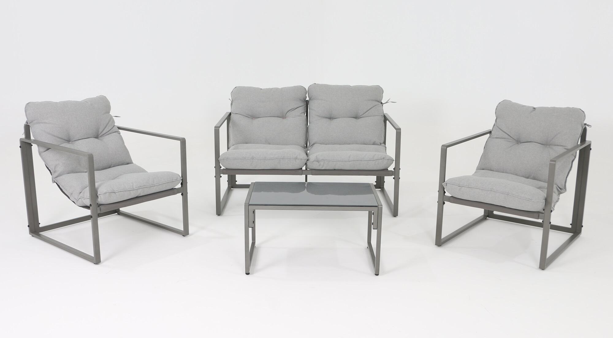 Descubra nuestro exclusivo juego de sofás de jardín con estructura metálica