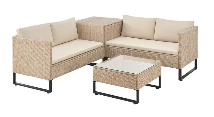 Descubra nuestro conjunto premium de sofá de esquina de ratán para su oasis al aire libre