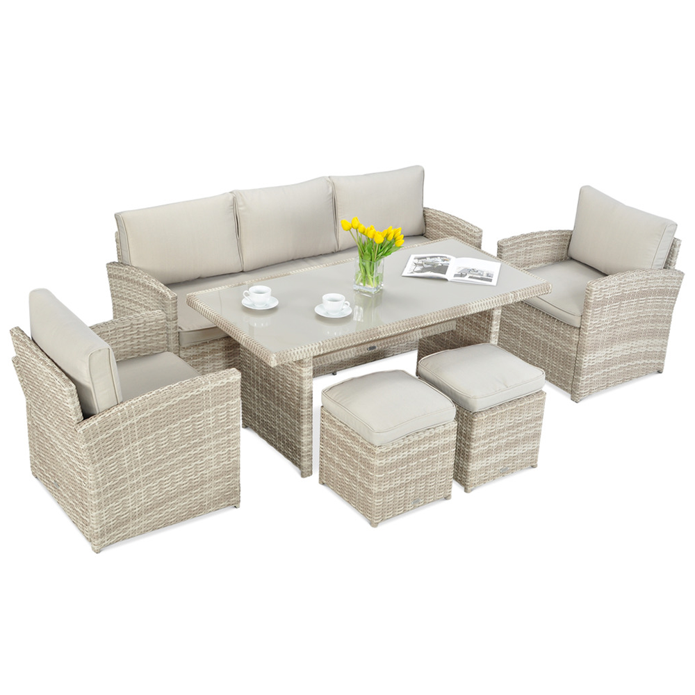 7 Seater Rattan Sofa Dining Set