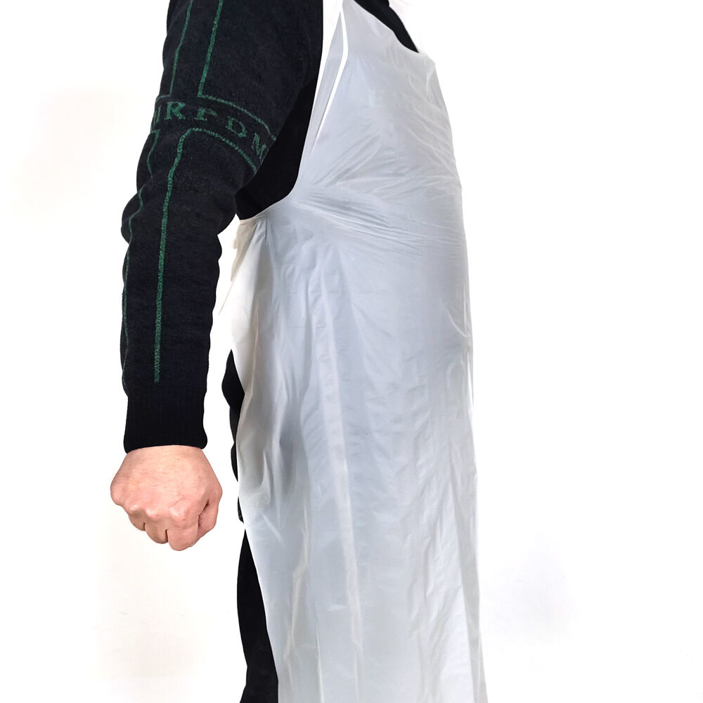 Personalisierter weißer schulterloser Apron Einweg-PE-Apron
