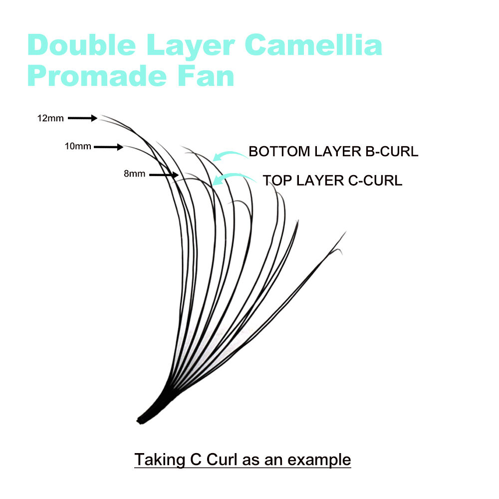 8D Double Camellia Promade Fans