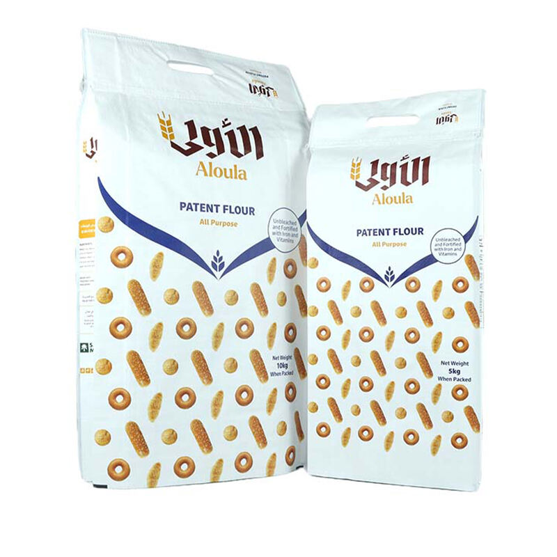 Custom Printed Food Grade Waterproof Plastic Poly PP Woven Bag 5kg 10kg 25kg Flour Rice Grain Feeding Packaging Bag With Handle