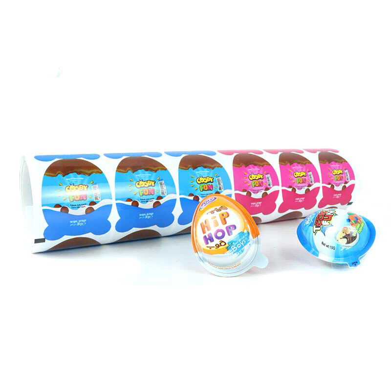 Custom Printed Food Grade Special Shaped Children Snack PVC Plastic Packaging Film Chocolate Candy Cartoon Toys Surprise Egg    