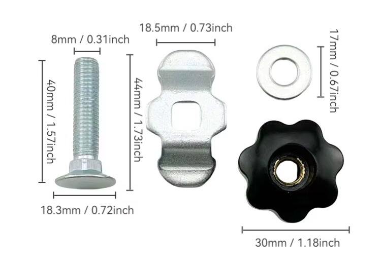 M8x40mm Plastic Five Star Shaped Knob Grip Handle Thread Stud L Track Fitting L Track Bolt Single Lug Thread Seat Stud Fitting details