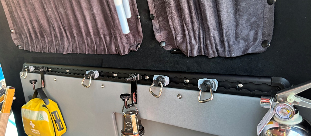 L track and single stud fittings are used in RV