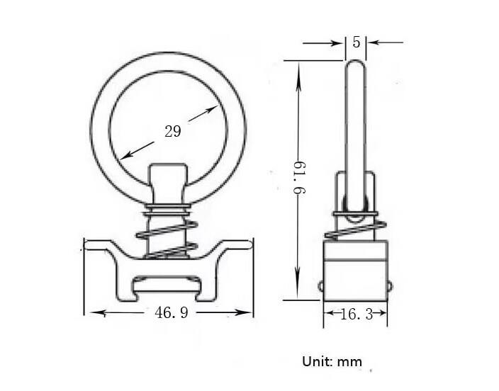 L-Track Anchor Point Tie Down Logistic L Track Cargo Rail Wider Aluminum Base Single Stud Fitting with Stainless Steel O Ring details