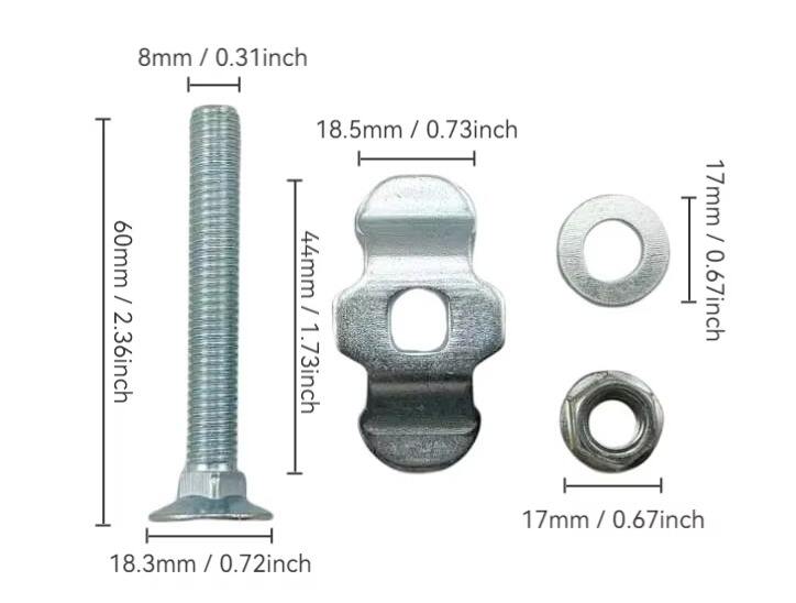 M8x60mm Truck Load Logistic Tie Down System Airline L Track Bolt L-Track Fitting Single Stud Bolts Thread Seat Stud Fitting details