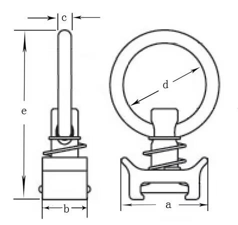 Aluminum Base Single Stud Fitting with Stainless Steel D Ring for L Track details