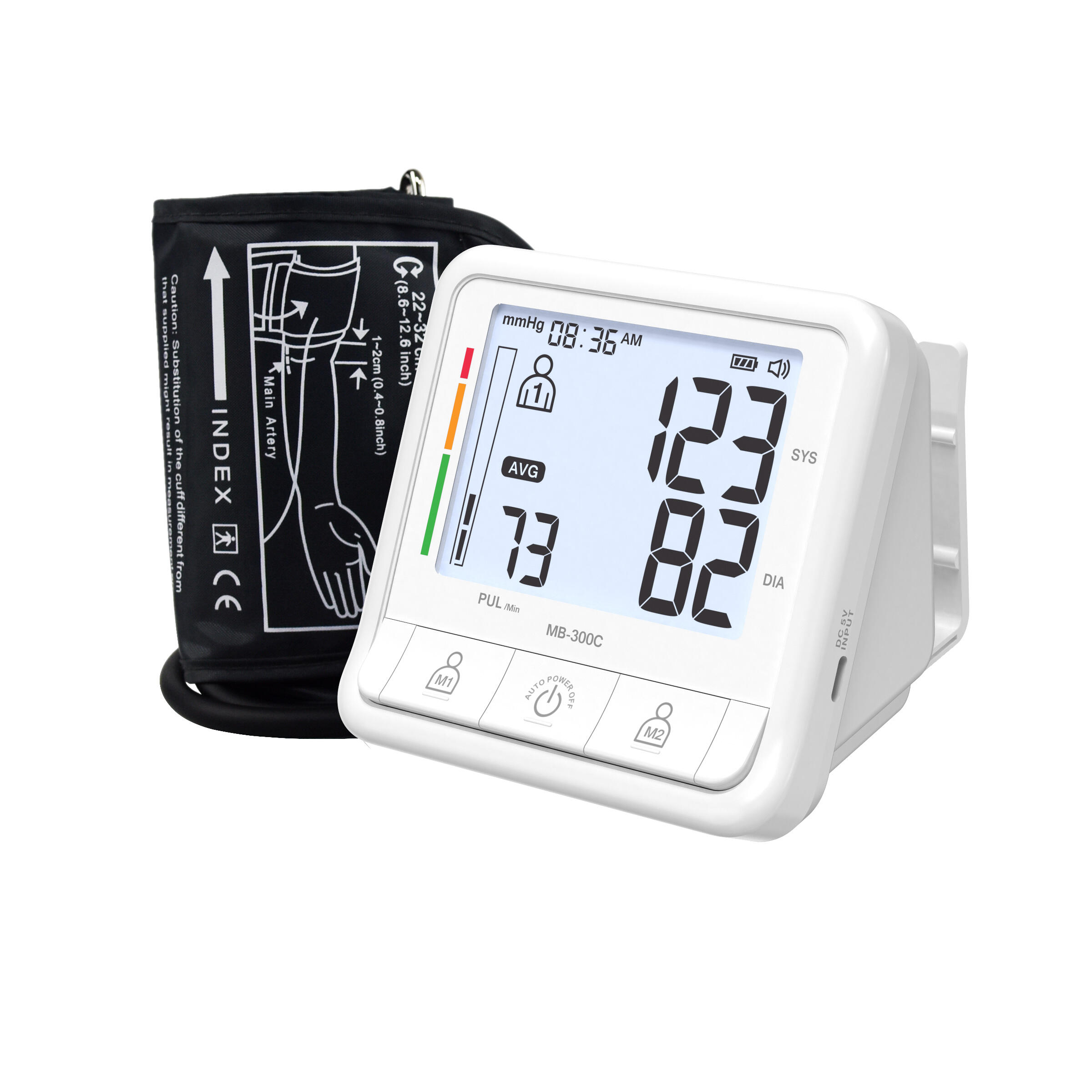 HUAAN Electronic Upper Arm BP Digital Blood Pressure Machine Monitor, Cuff holder, Average Value, 99x2 Memories, MB-300C