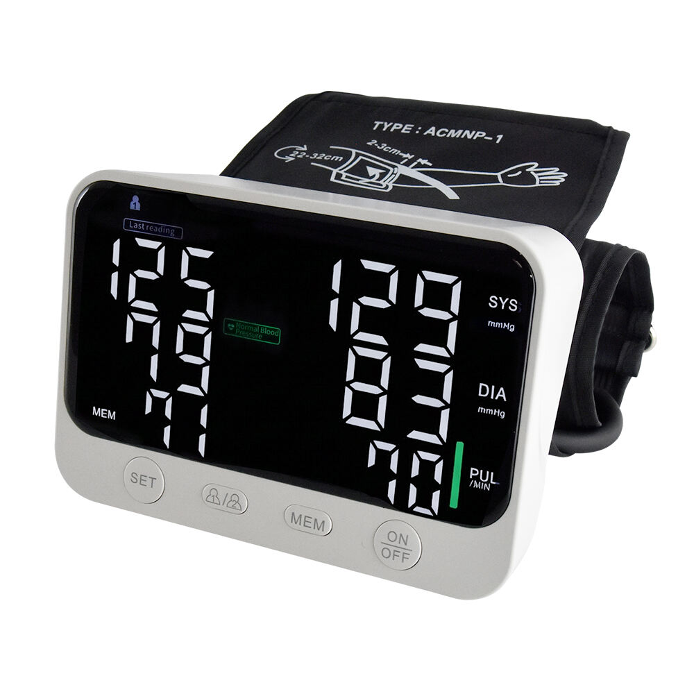 HUAAN Monitor Tekanan Darah Elektronik Lengan Atas Isi Ulang, Sfigmomanometer, Siaran Suara, Layar LED, MB-300C