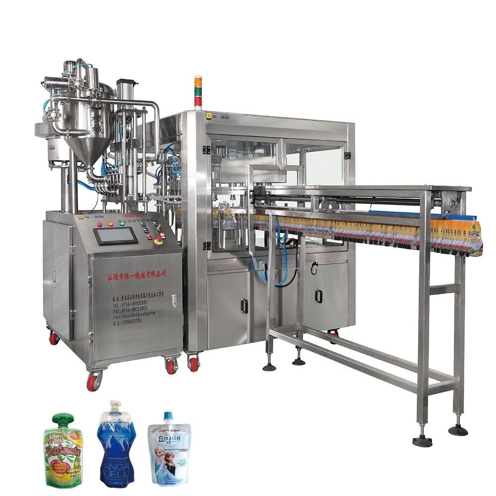 Factory Price Automatic Yoghurt  Mayonnaise Fruit Juice Vinegar Ketchup Stand up  Spout Pouch  Filling  Capping  Machine