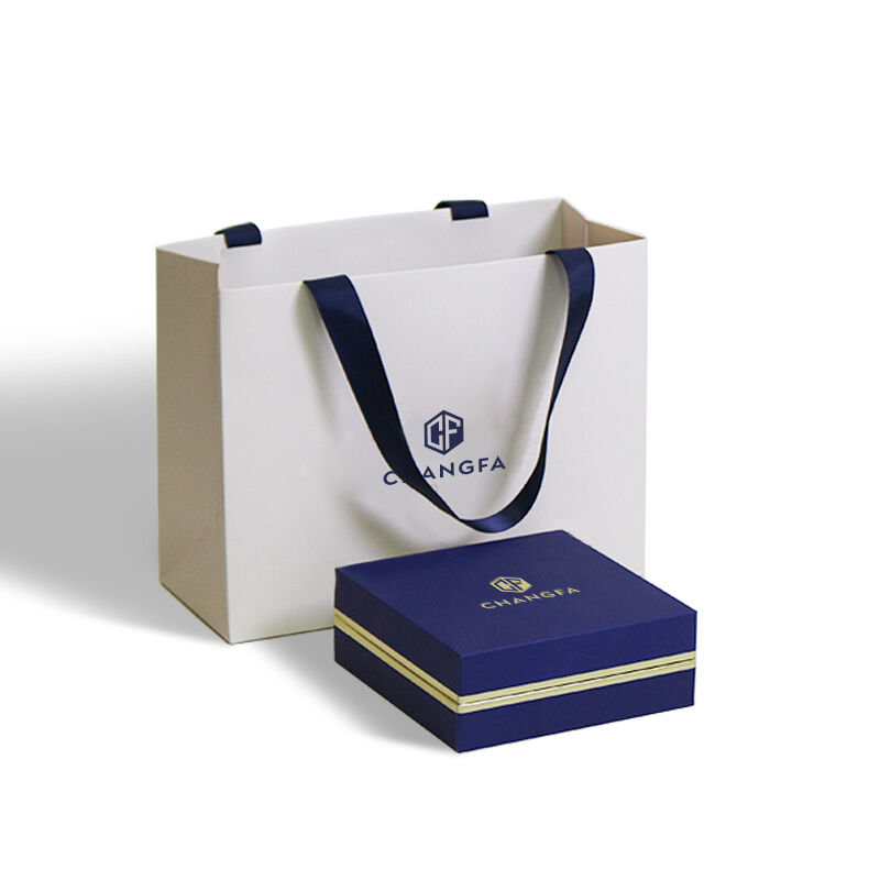 Индивидуальные экологичные ювелирные коробки CF из переработанных материалов в роскошном синем исполнении со съёмной крышкой для ожерелий, колье, браслетов и серёжек