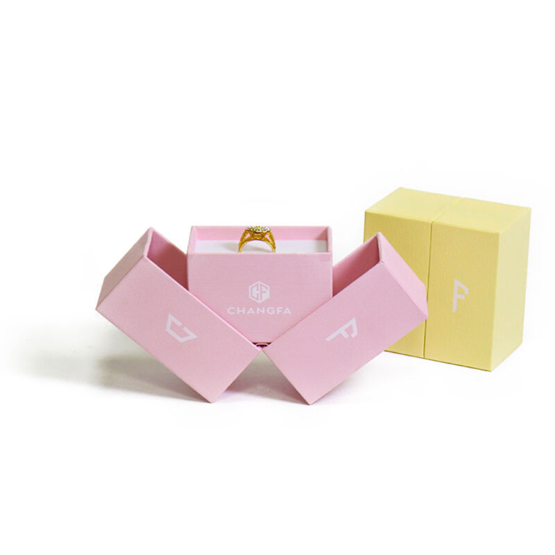 Hộp bao bì trang sức nhỏ sang trọng CF kiểu hai cửa, có lót xốp bên trong