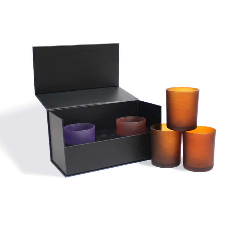 CF Μαύρα Άκαμπτα Μαγνητικά Κουτιά Συσκευασίας Δώρου Τύπου Clamshell για Κεριά με Εισάγωγη από Αφρώδες Υλικό