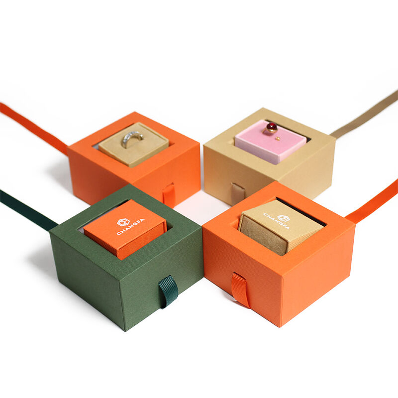 Hộp bao bì trang sức CF làm từ bìa cứng tái chế, chống nước, in nổi và in offset dành cho tiệc cưới