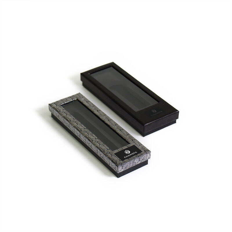 กล่องกระดาษใสแบบโปร่ง สำหรับปากกาหนึ่งด้าม ทำจากวัสดุรีไซเคิลจาก CF กล่องบรรจุภัณฑ์ของขวัญพิมพ์ UV แบบเป็นมิตรต่อสิ่งแวดล้อม