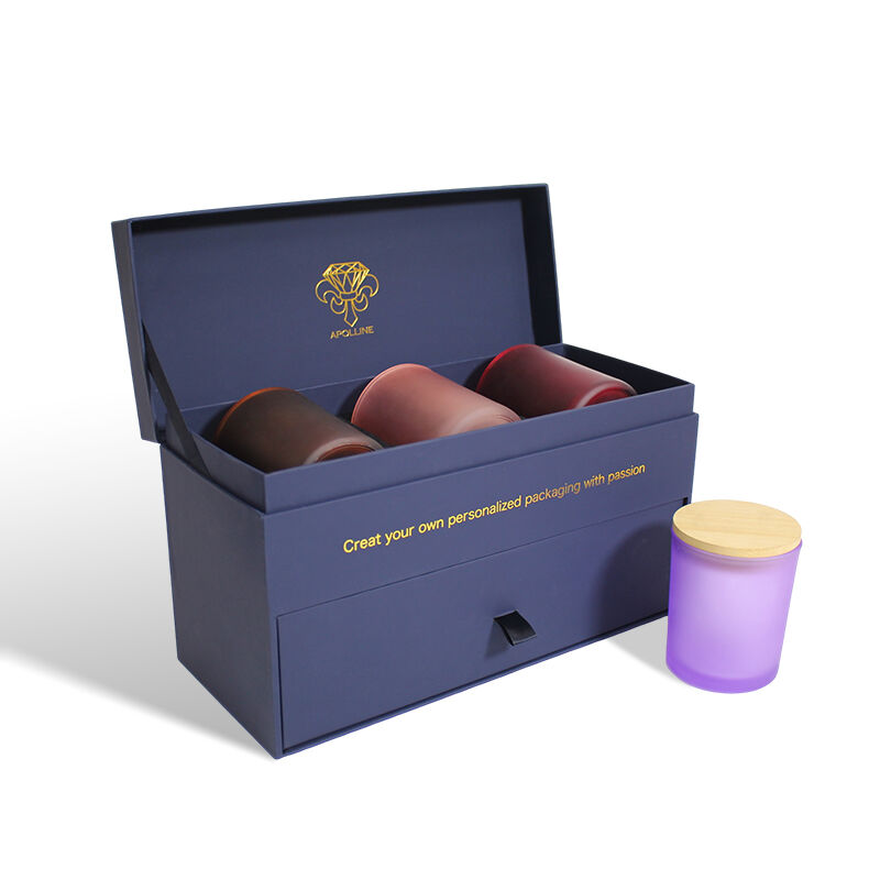 EVA製ベロアインサート付きキャンドル用引き出しクラムシェルギフトセットボックス