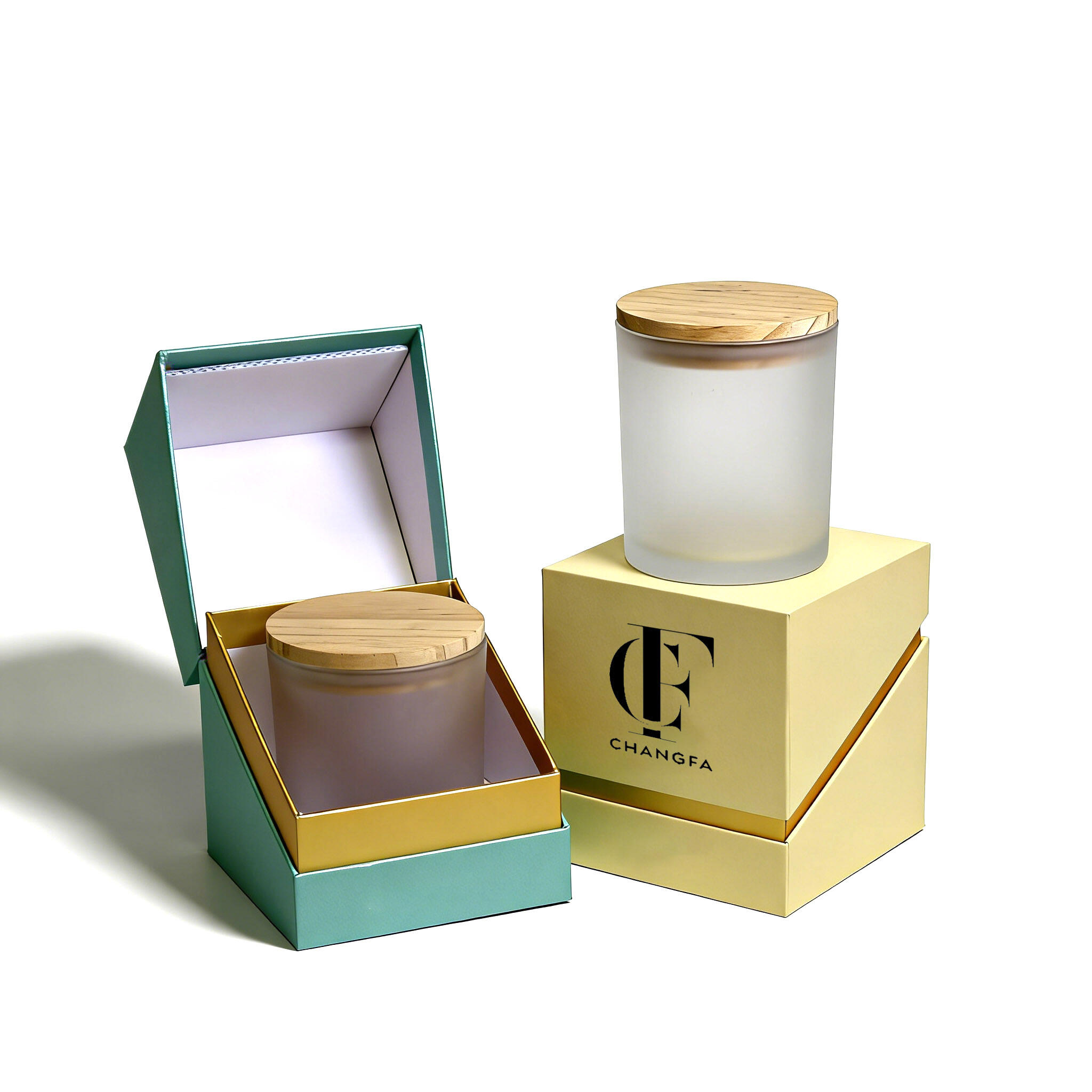 CF Custom Logo Rigid Cardboard Candles Gift Flip Lid Boxes Recyclable Candle Jars Paper Packaging Box