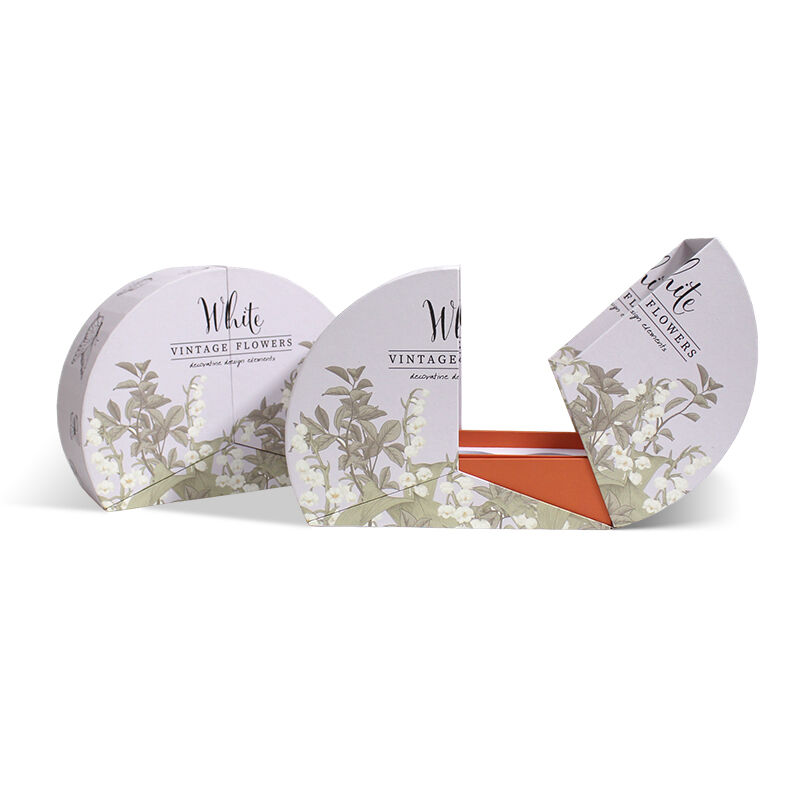 Scatola rigida per candele CF a forma di mezza luna con doppia anta e inserto in velluto EVA