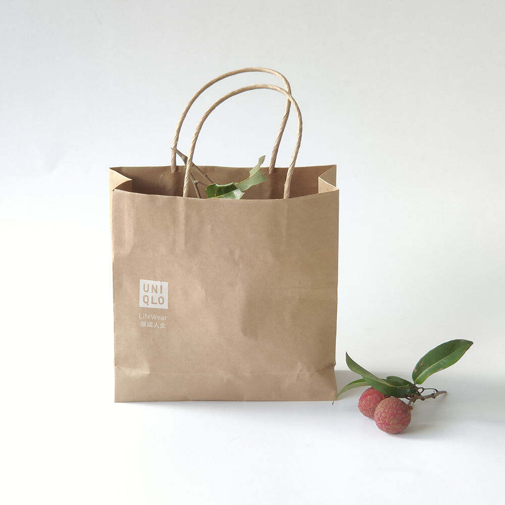 China Wholesale Custom Packaging Twisted Handle Carrier Square Bottom Shopping Recycled Kraft Paper Bag