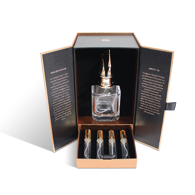 Parfume-dobbelt dør-magnetisk skuffeæske med EVA-samtsætning