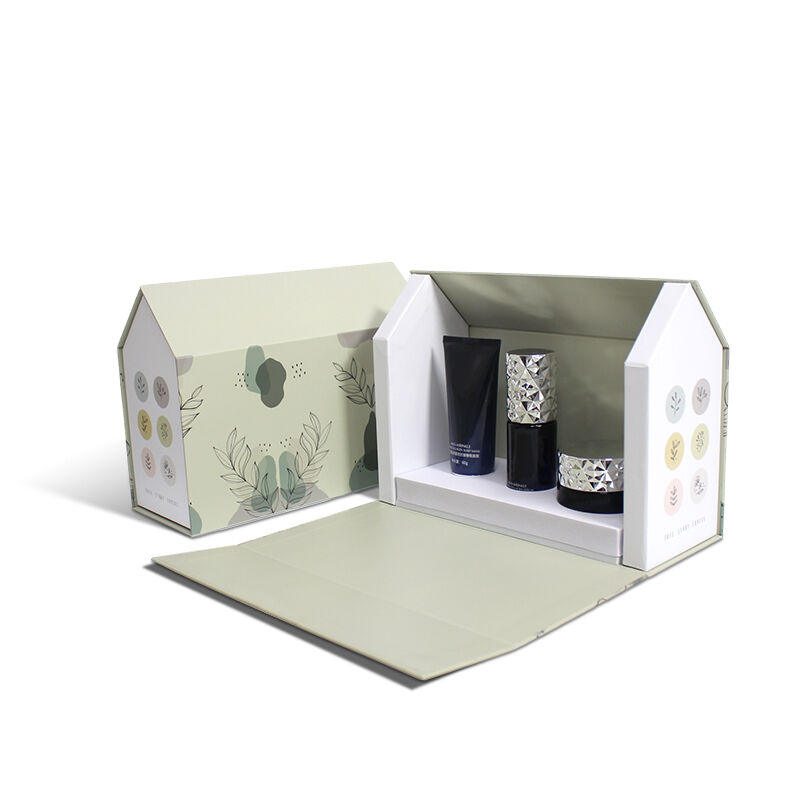 CF Newly Designed House-shaped Cosmetic Clamshell Magnetic Box With EVA Velvet Insert