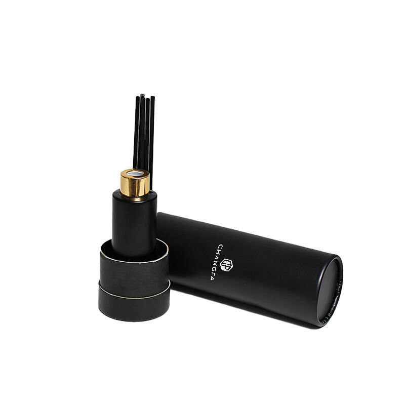 CF Κύλινδρος Λαμπερό Μαύρο Άδειο Γυάλινο Μπουκάλι Αρωματοθεραπείας Reed Diffuser με Κουτί