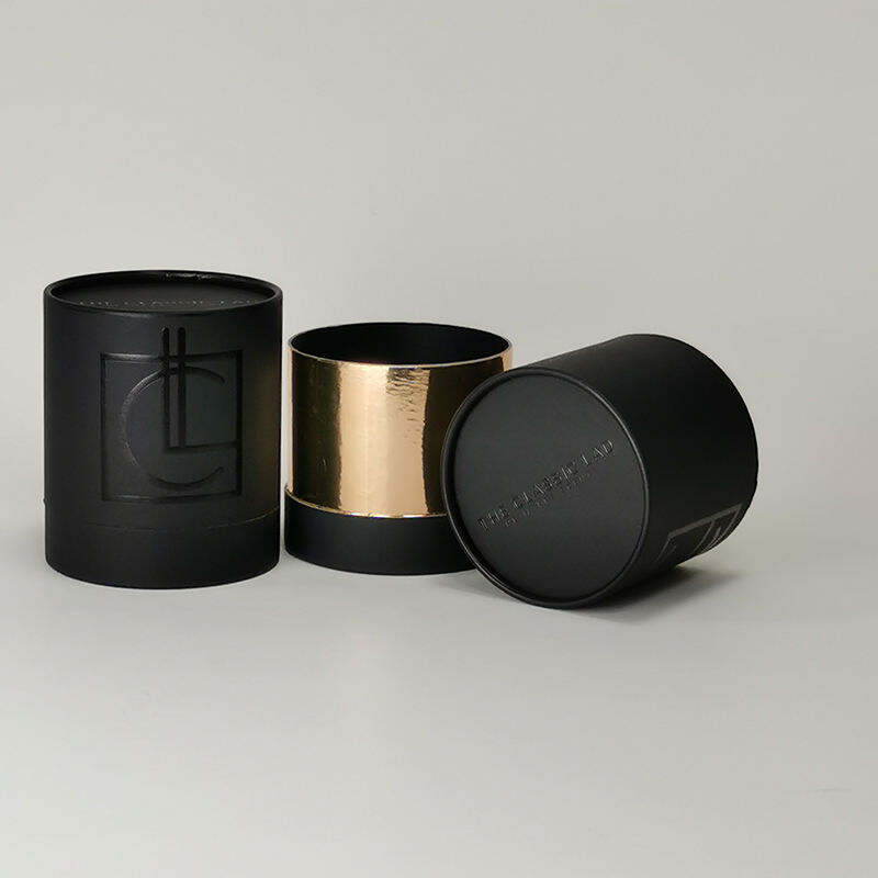 Custom Black Gift Packaging Cylinder Round Tube Candle Box