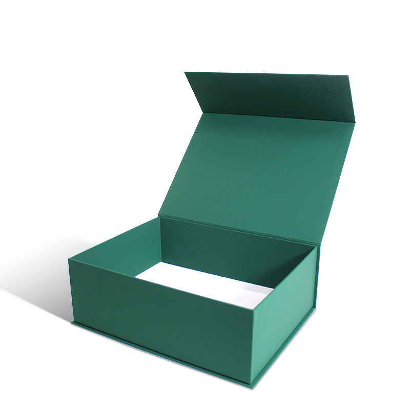 ギフト用フリップ式段ボールグリーンペーパー マグネットボックス（インサート付き）