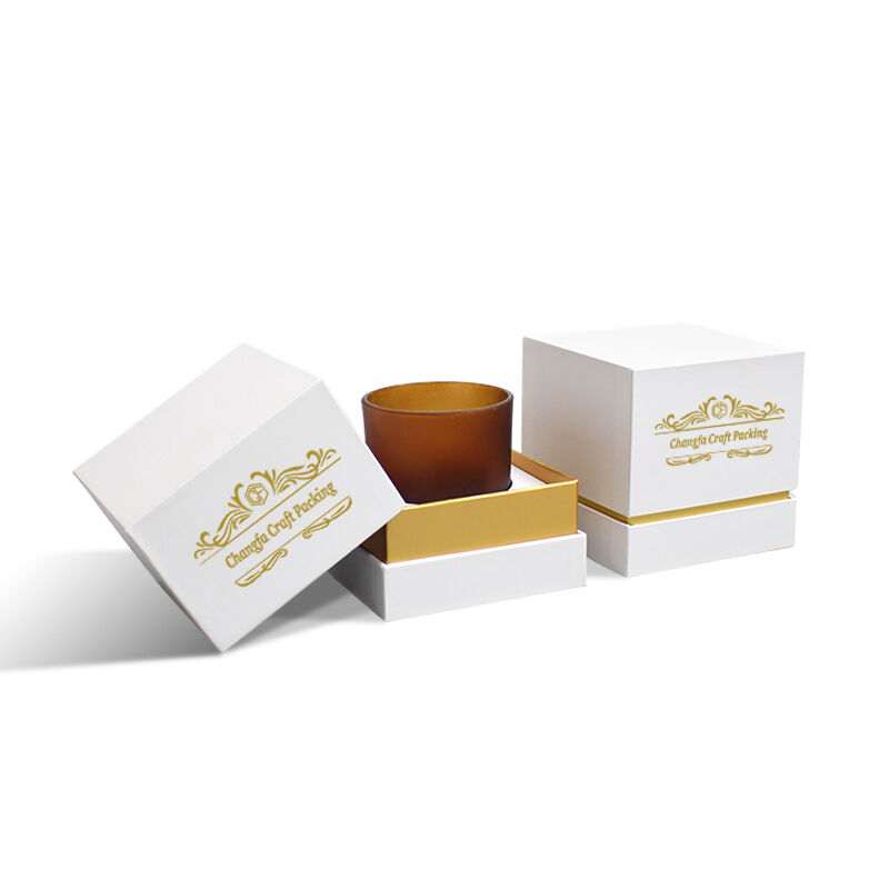 Scatola rigida CF per candele con coperchio rimovibile e inserto in cartone ondulato