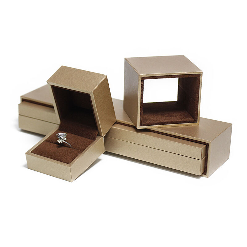 Hộp trang sức CF cao cấp làm từ giấy da, hình chữ nhật, dùng để đóng gói vòng cổ, nhẫn và vòng tay