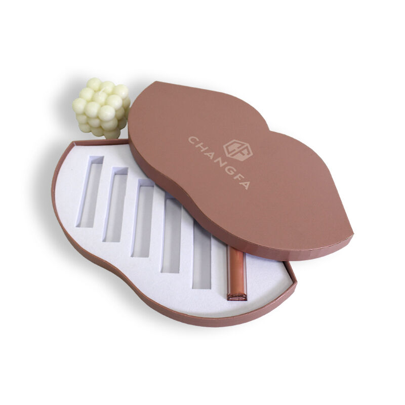 Hộp quà tặng bằng bìa cứng có nắp dạng môi cao cấp theo yêu cầu CF dành cho bao bì son môi, son bóng môi và dầu dưỡng môi