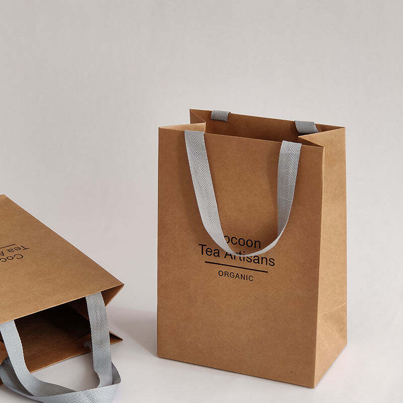 Customized Eco Friendly Gift Packing Biodegradable Brown Kraft Paper Bag With Handle