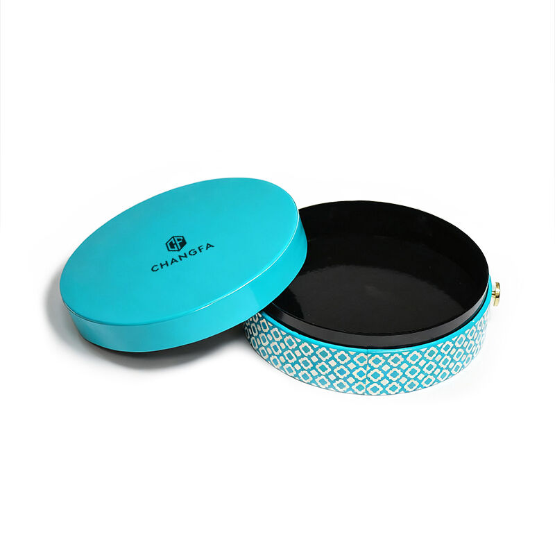 CF Scatula Chartacea Muneris Caerulea Rotunda cum Designo Figurato ad Servandum et Munus Dandum