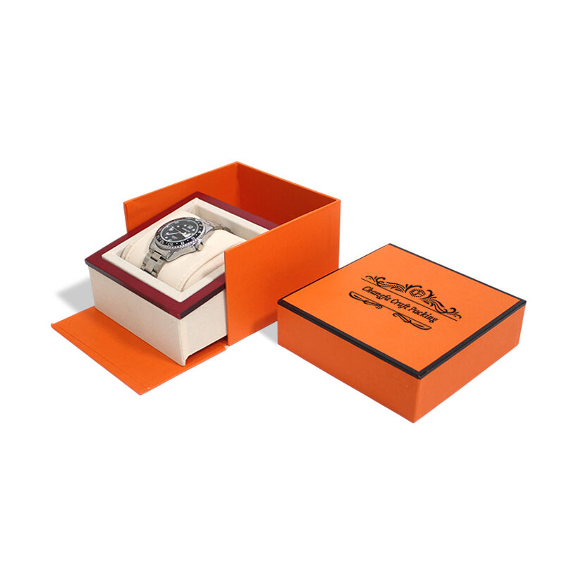 CF Σκληρό Χαρτονένιο Κουτί Πορτοκαλί με Εσωτερική Προσθήκη Αφρού και Αφαιρούμενο Καπάκι για Κουτί Ρολογιού