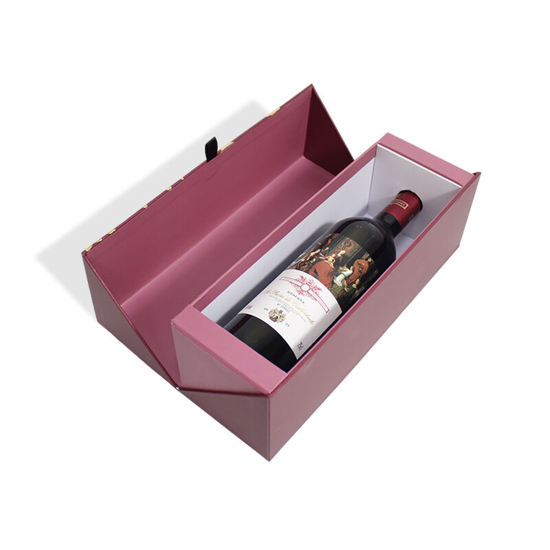 CF Rigid Clamshell Wine Box With Magnetic Closure Elegant