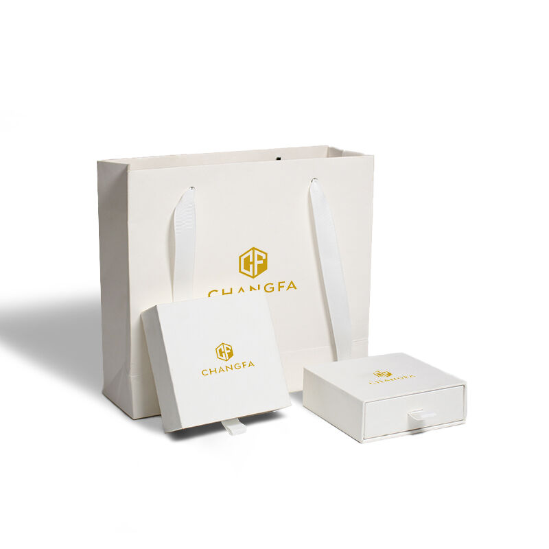 Hộp đựng trang sức dạng ngăn kéo bằng bìa cứng cao cấp CF dành cho bông tai và vòng cổ, hộp giấy đựng trang sức có in logo tùy chỉnh