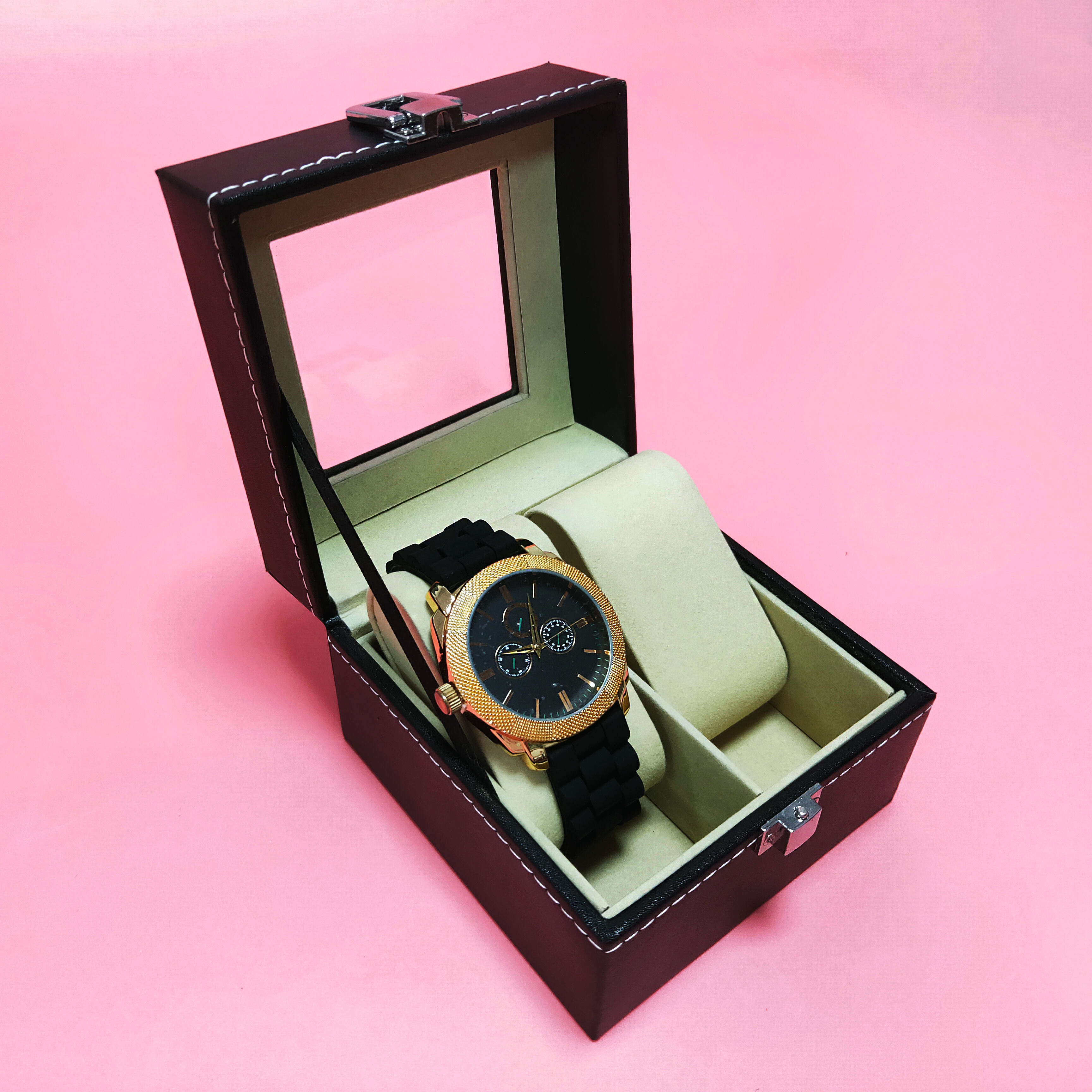 Customized Logo Vintage Luxury PU Leather Cardboard Watch Box Gift Packaging