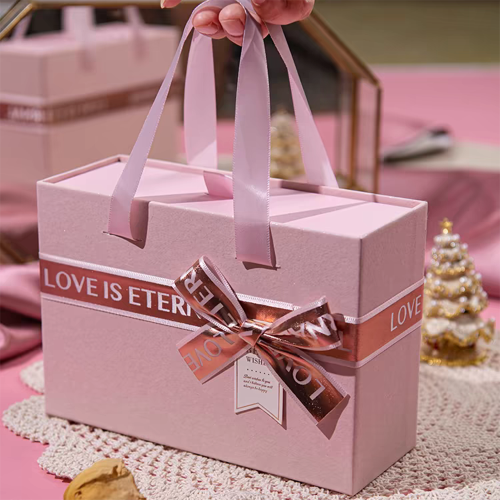 drawer sliding gift box with ribbon handle