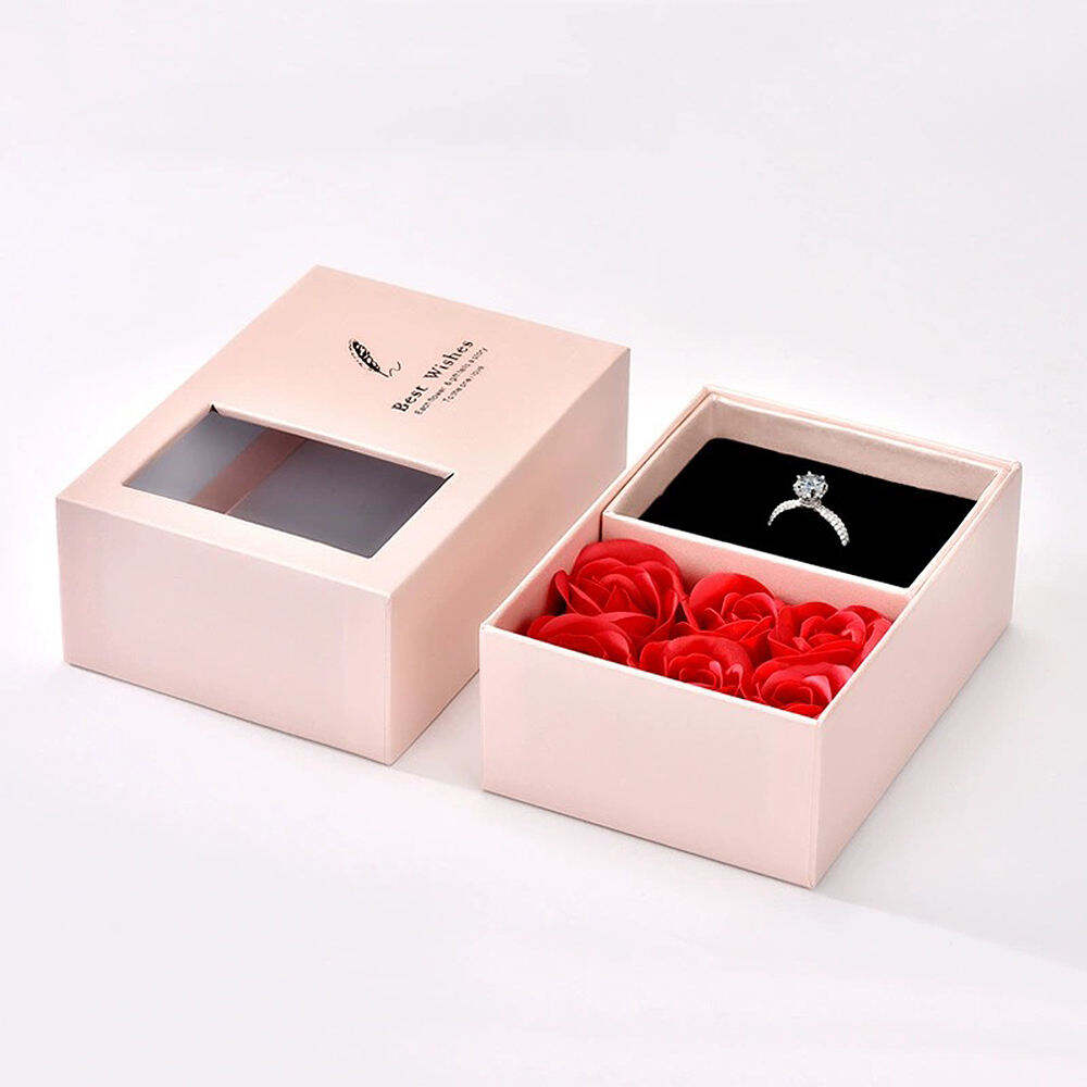 Luxury Love Pink Packaging Flower Necklace Gift Jewelry Paper Box With Soap Roses