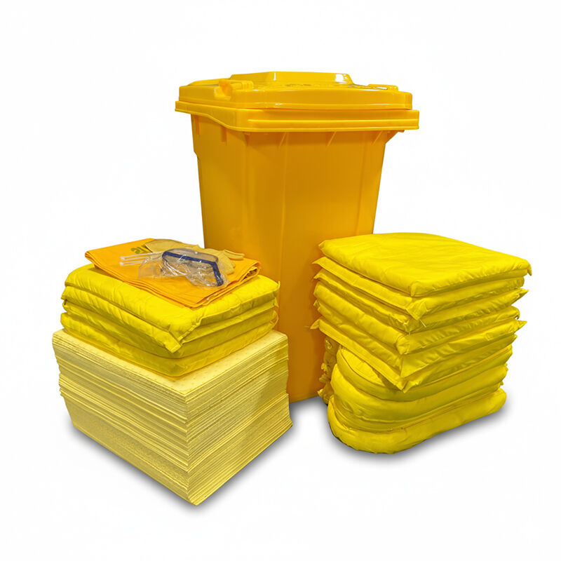 kit de déversement chimique de 240 L avec bac sur roues