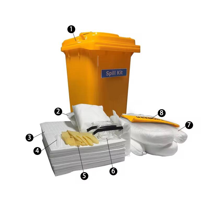 kit de déversement d'huile 120 L avec bac sur roulettes