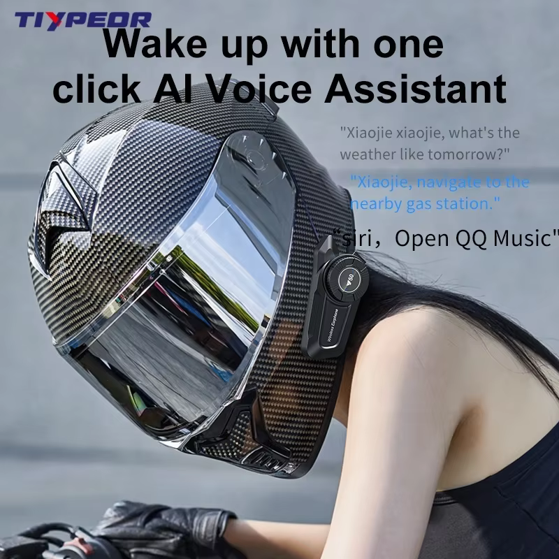 TIYPEOR Motorcycle Helmet BT Headset IPX6 Waterproof 1500mAh 60H Long Battery Life Anti-Freezing Music Player Earphone factory