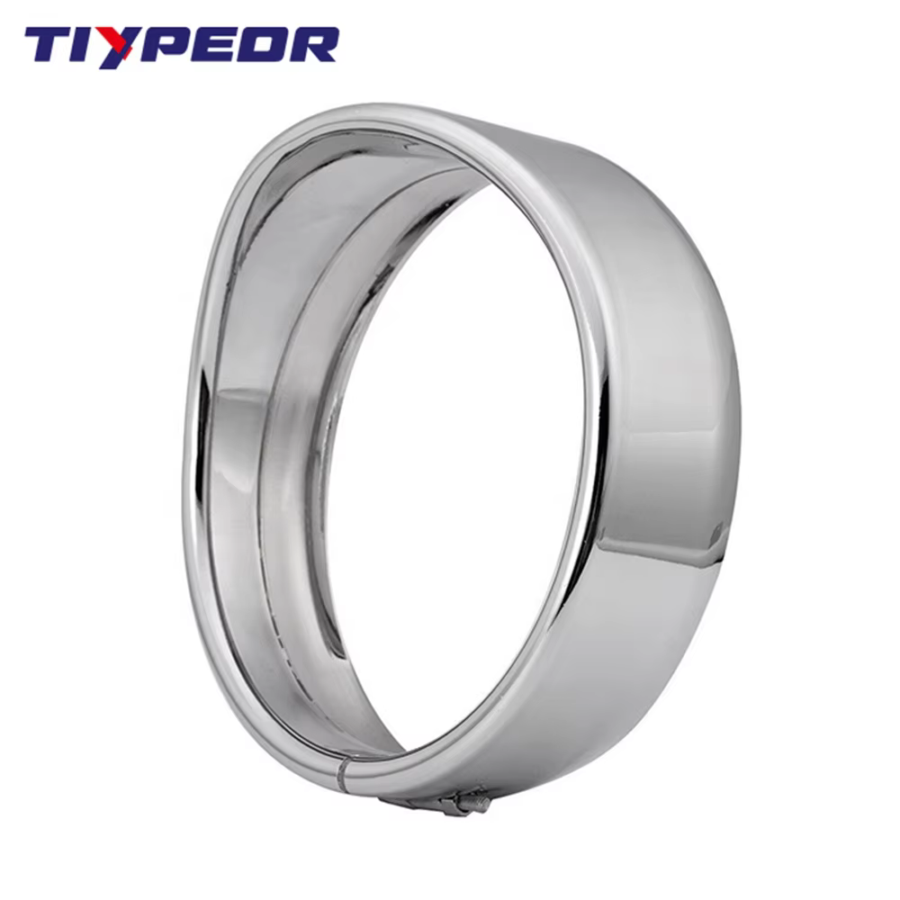 TIYPEOR Pcs of 5.75'' Inch Trim Ring for Motorcycle Led Headlight Black or Chrome for Option factory