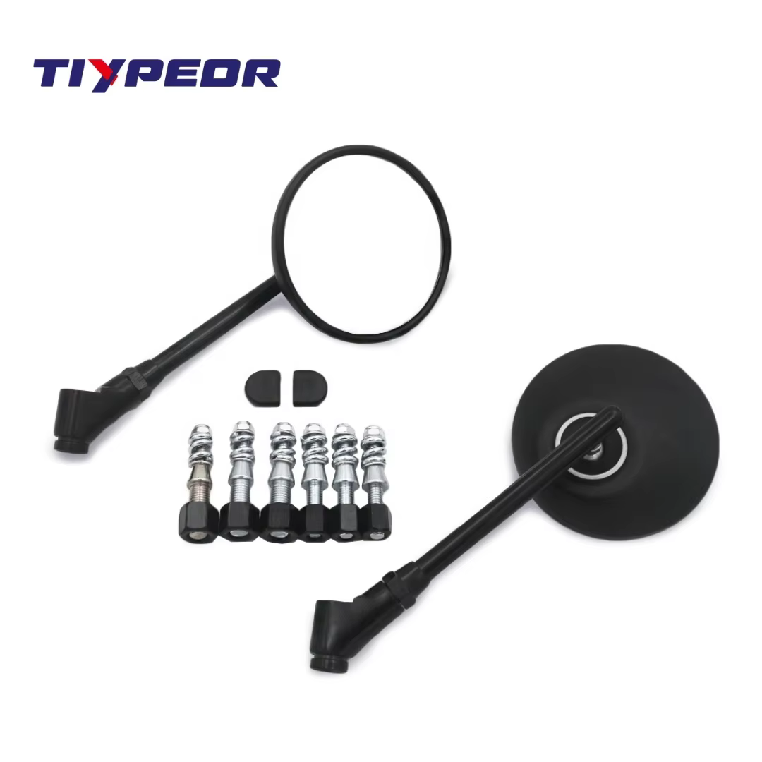 TIYPEOR Motorcycle Accessories Mirror Aluminum Alloy Black Round Convex Surface Mirror for Scooter Handlebar Side Mirror manufacture
